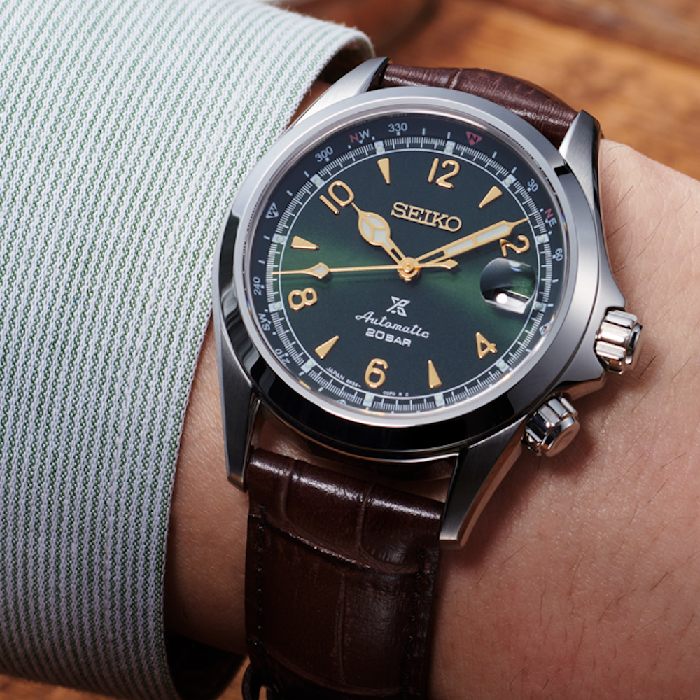 RELÓGIO SEIKO PROSPEX ALPINIST MST VERDE EM PELE