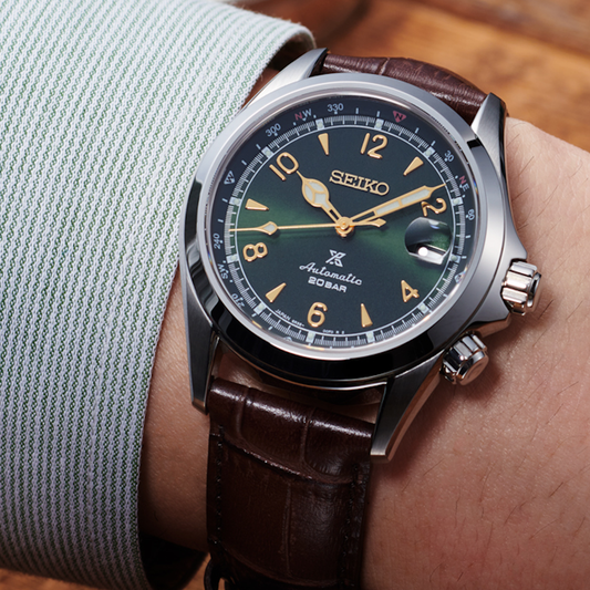 RELÓGIO SEIKO PROSPEX ALPINIST MST VERDE EM PELE