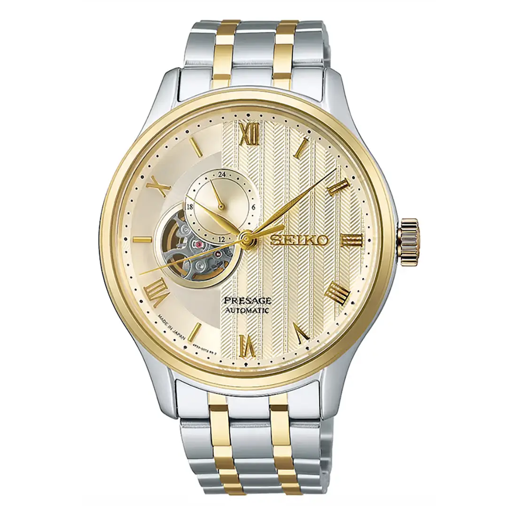 RELOGIO SEIKO PRESAGE 4R39 MOST. CHANPANHE BICOLOR