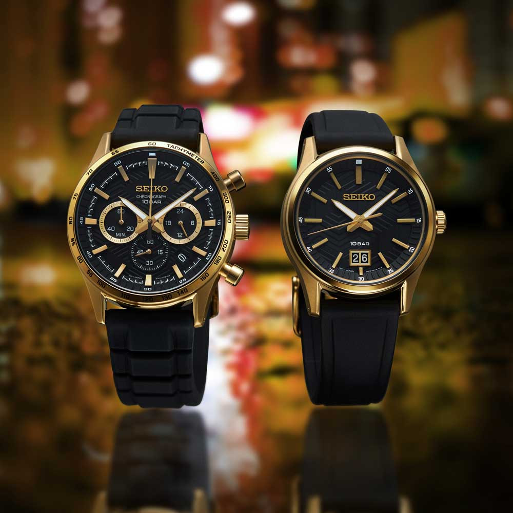 RELÓGIO SEIKO SPORTS PRETO E DOURADO