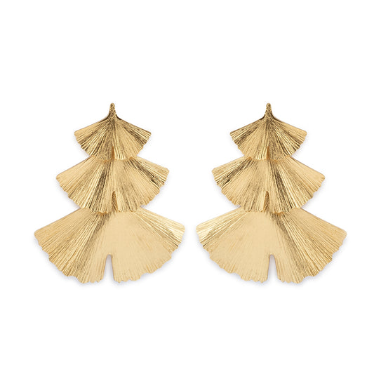 BRINCOS SARA SOUSA PINTO 3 FOLHAS EM PRATA 925 DOURADA