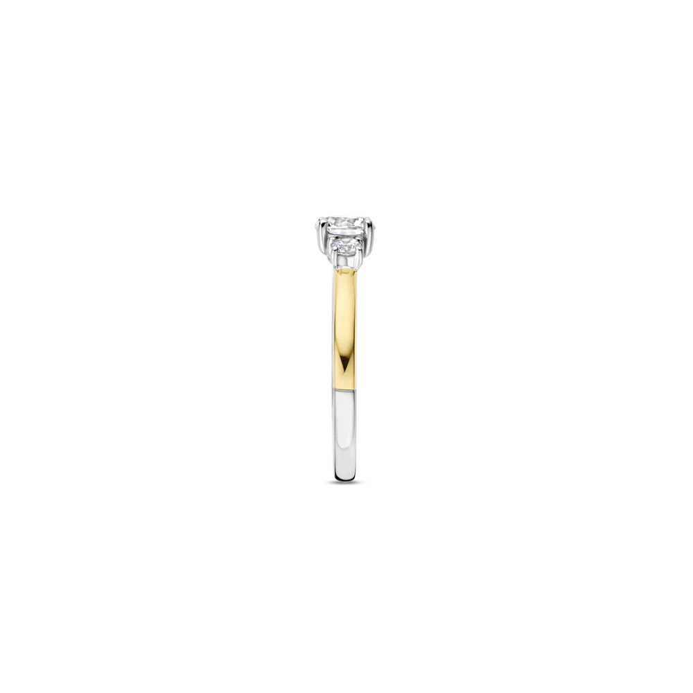 ANEL TI SENTO EM PRATA 925% BICOLOR COM ZIRCONIAS