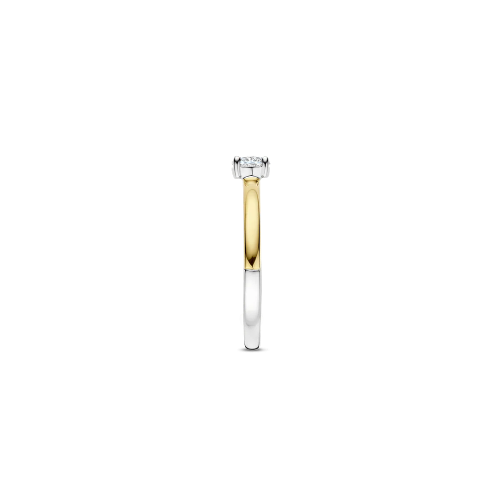 ANEL TI SENTO EM PRATA 925% BICOLOR COM ZIRCONIA