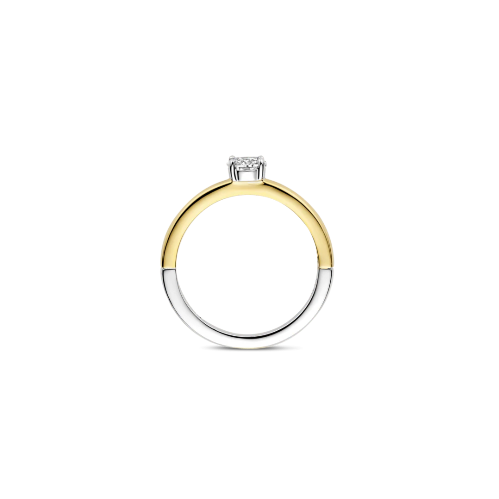 ANEL TI SENTO EM PRATA 925% BICOLOR COM ZIRCONIA