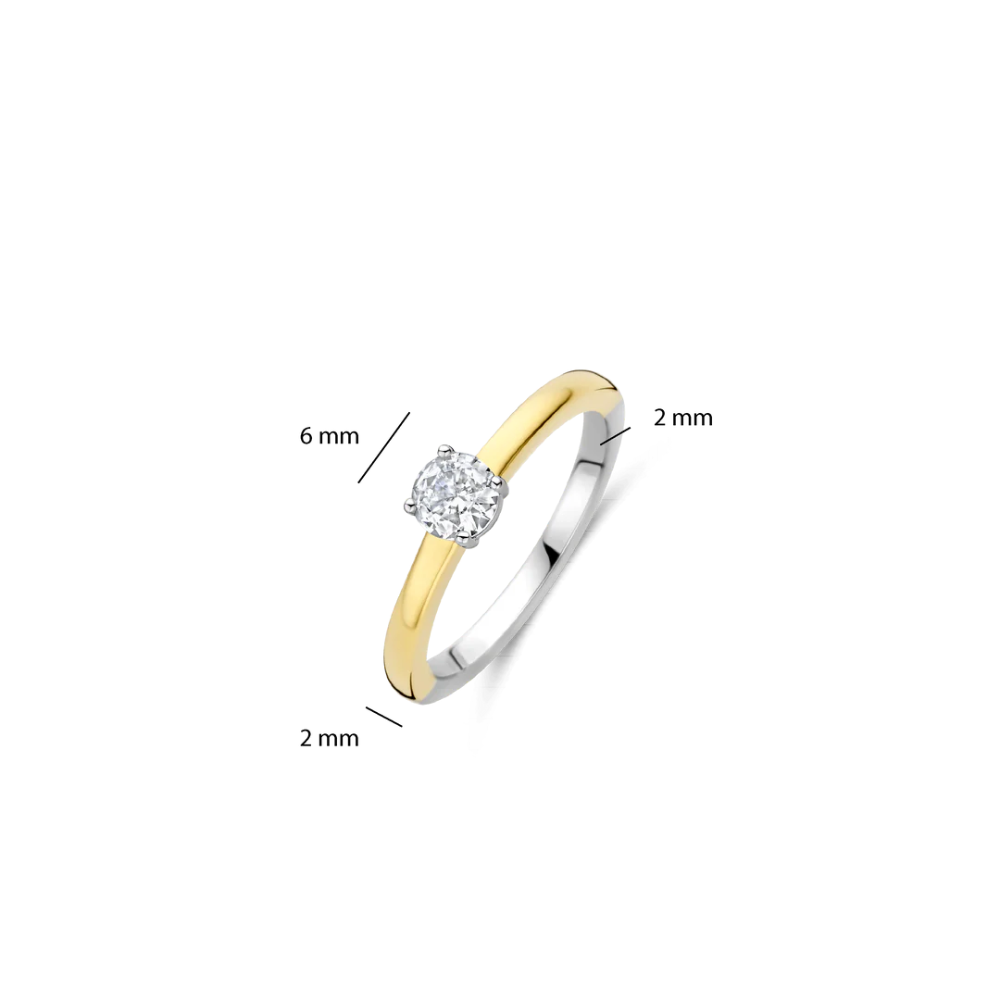 ANEL TI SENTO EM PRATA 925% BICOLOR COM ZIRCONIA