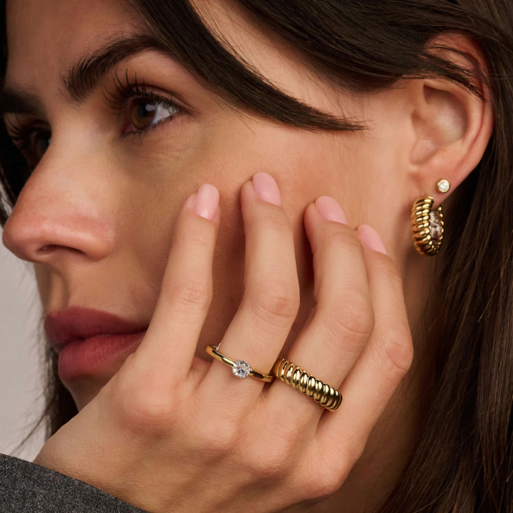 ANEL TI SENTO EM PRATA 925% BICOLOR COM ZIRCONIA