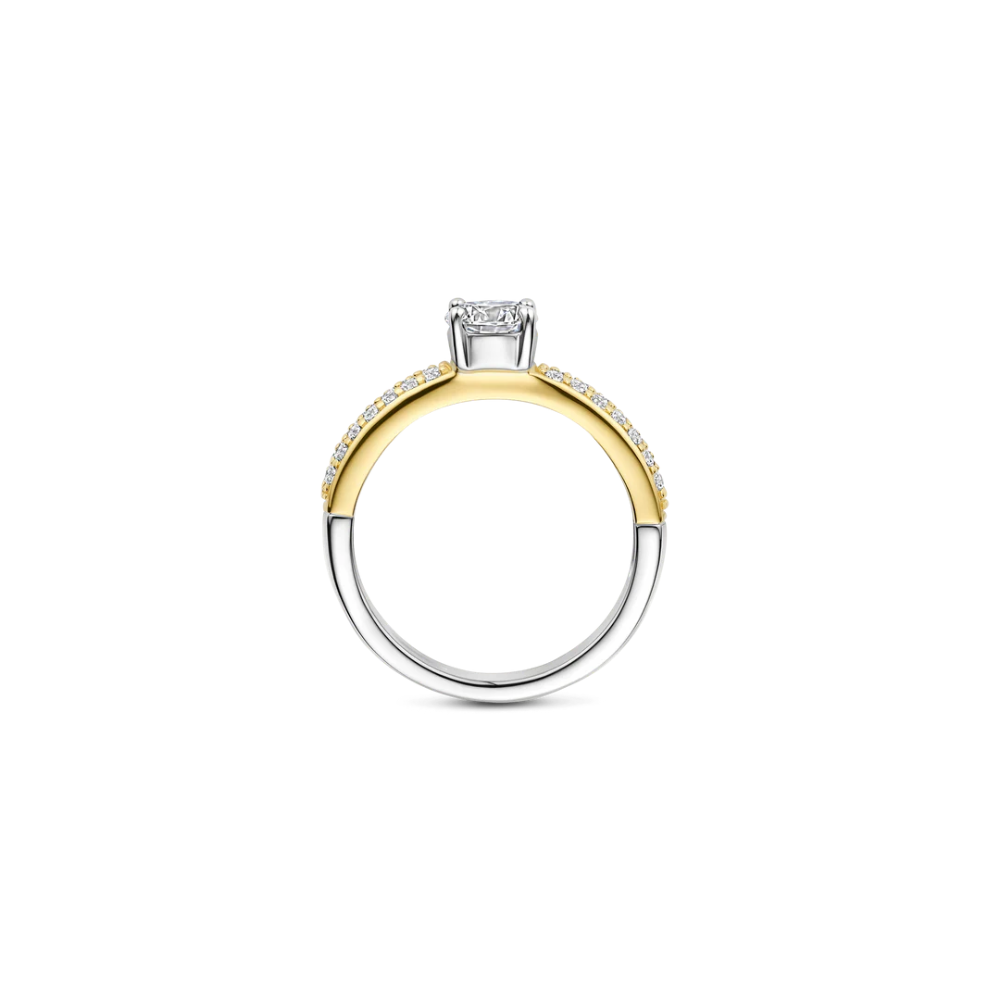 ANEL TI SENTO EM TRATA 925% BICOLOR COM ZIRCONIAS