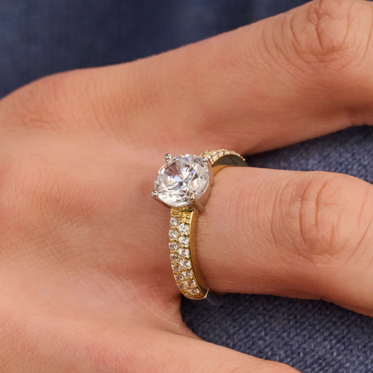 ANEL TI SENTO EM PRATA 925% BICOLOR COM ZIRCONIAS