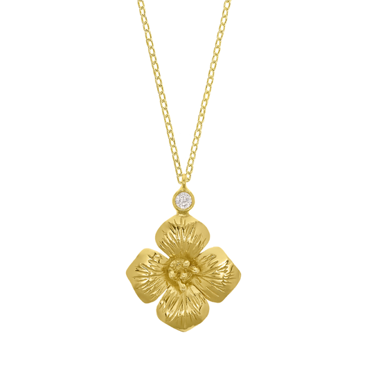 COLAR EUGENIO CAMPOS EM PRATA DOURADA 925% FLOR COM ZIRCONIAS