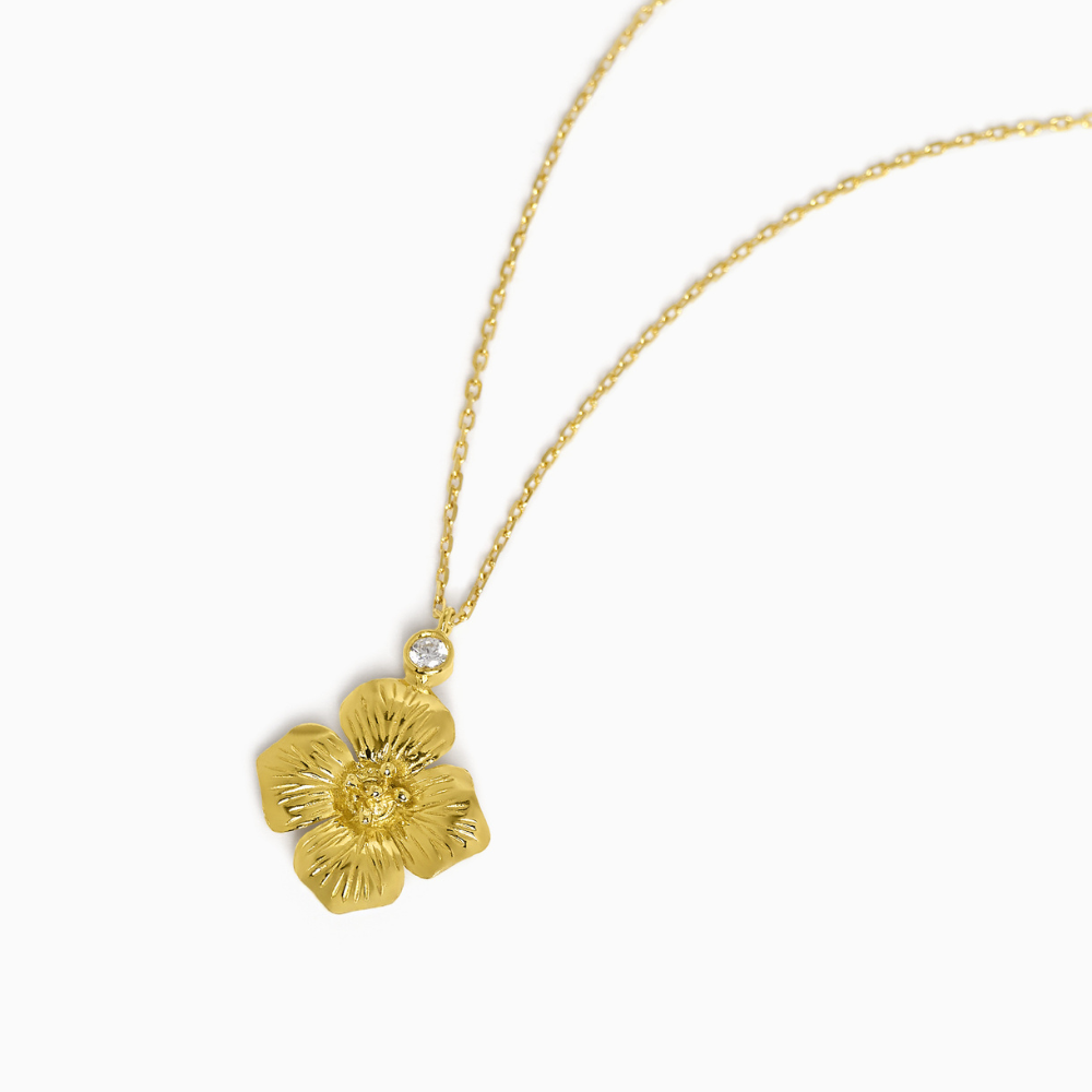 COLAR EUGENIO CAMPOS EM PRATA DOURADA 925% FLOR COM ZIRCONIAS