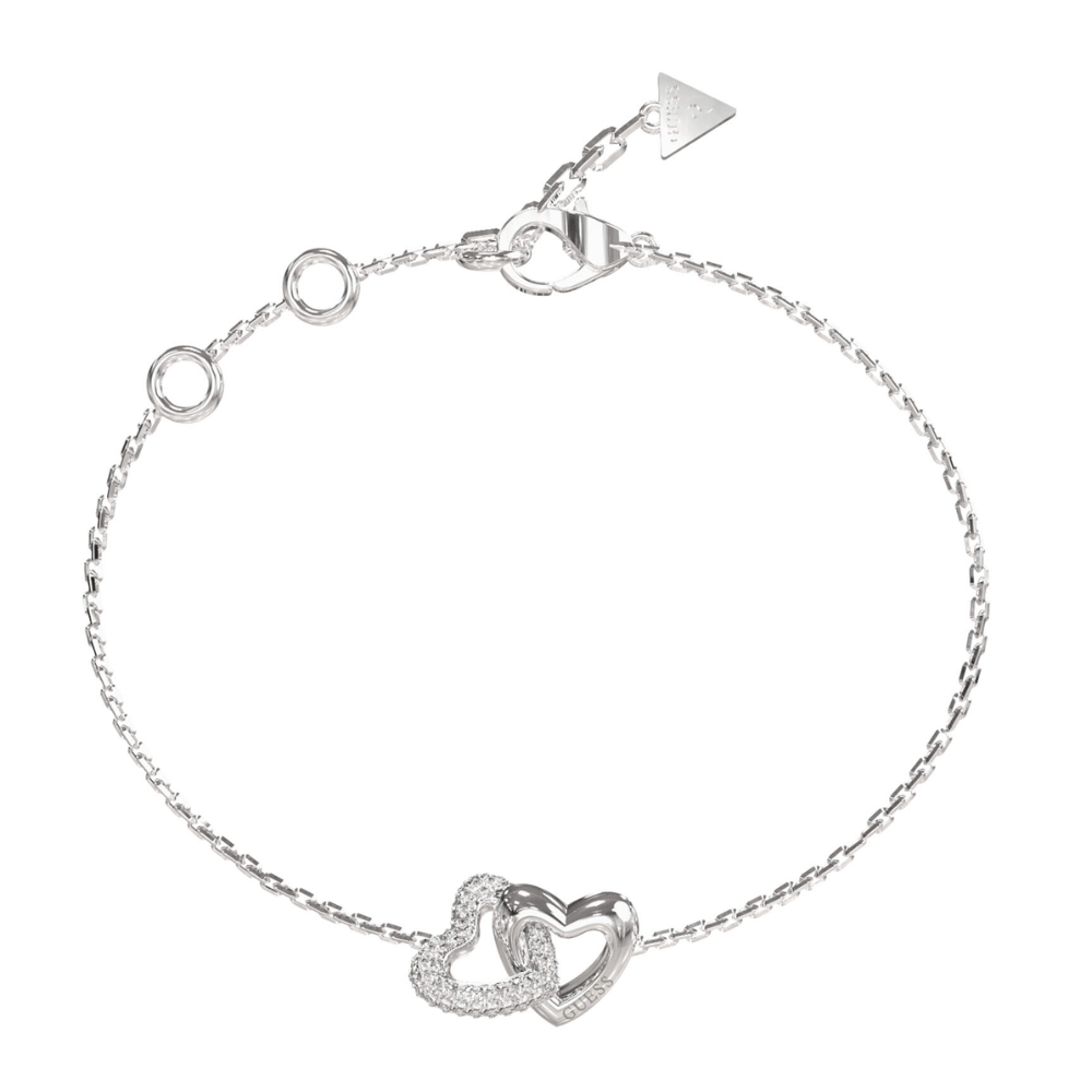 PULSEIRA GUESS EM AÇO COM CORAÇÕES E ZIRCONIAS