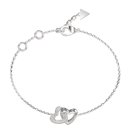 PULSEIRA GUESS EM AÇO COM CORAÇÕES E ZIRCONIAS