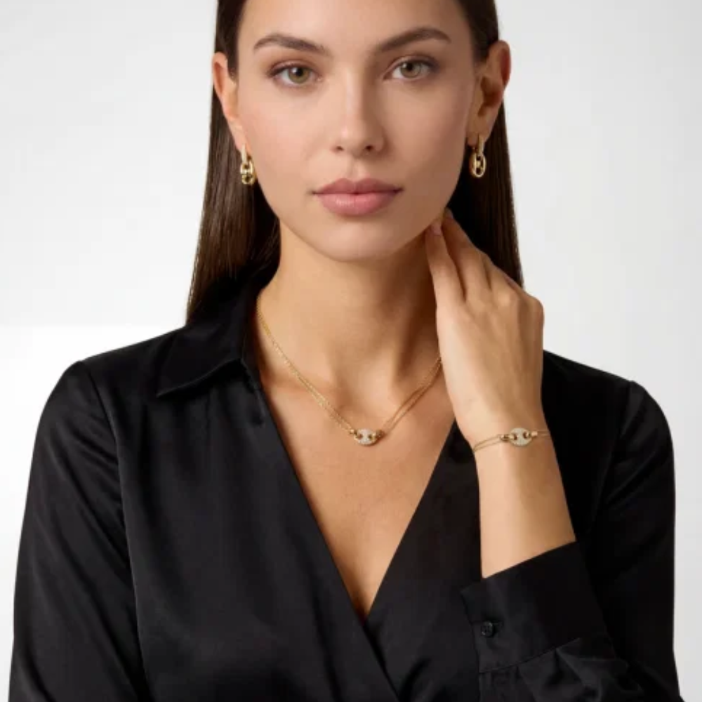 COLAR GUESS EM AÇO COM ZIRCONIAS DOURADO