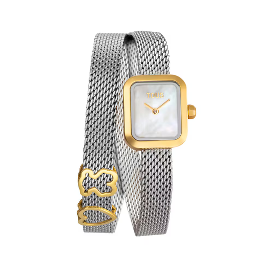 RELOGIO TOUS TO ICON TIME CHARM EMBER. BICOLOR BRAC. 2VOLTAS