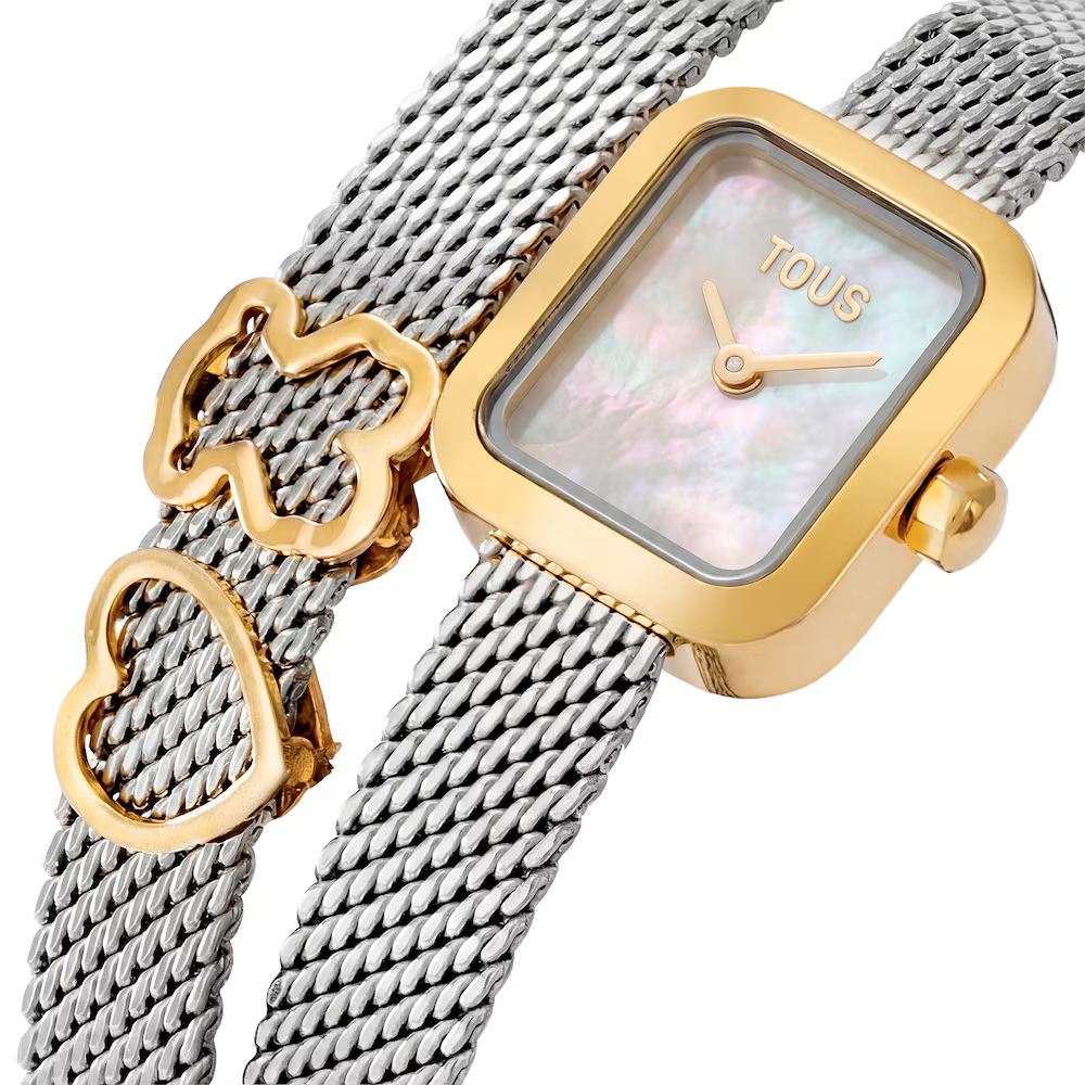RELOGIO TOUS TO ICON TIME CHARM EMBER. BICOLOR BRAC. 2VOLTAS