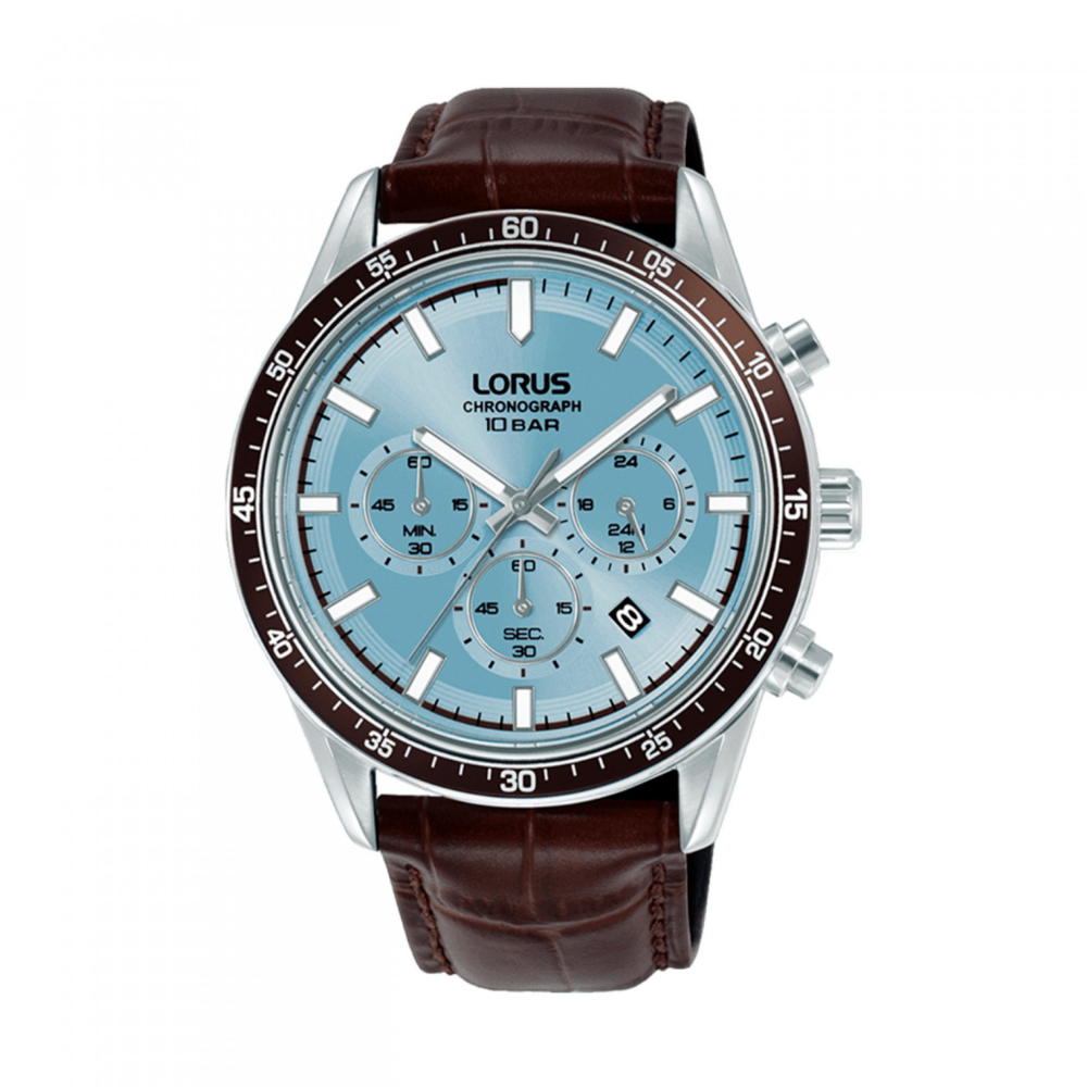RELOGIO LORUS SPORTS CRONÓGRAFO AZUL BÉBÉ PELE CASTANHA