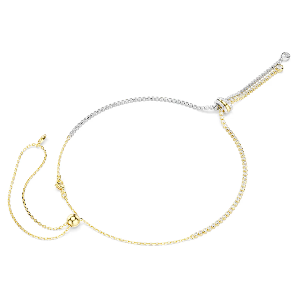Colar Swarovski Y Hyperbola Lapidação redonda, Nó, Branco, Acabamento de combinação de metais