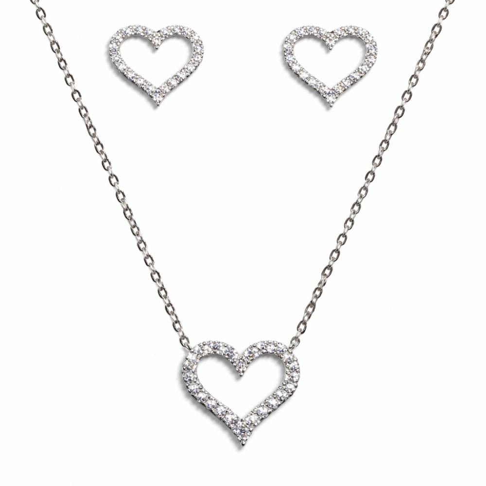 CONJUNTO DE COLAR E BRINCO EM PRATA 925 COM ZIRCONIAS