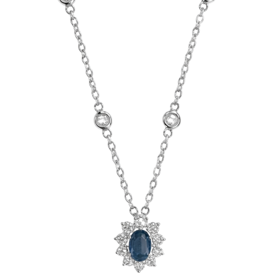 COLAR EM PRATA ZIRCÔNIA C/ PEDRA AZUL
