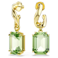 Brincos Swarovski compridos Millenia Lapidação octogonal, Verde, Acabamento em ouro de 18 quilates