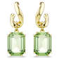 Brincos Swarovski compridos Millenia Lapidação octogonal, Verde, Acabamento em ouro de 18 quilates