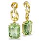 Brincos Swarovski compridos Millenia Lapidação octogonal, Verde, Acabamento em ouro de 18 quilates