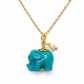 COLAR EM PRATA 925 ELEFANTE COR TURQUESA COM PEROLA