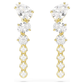 Brincos Swarovski compridos Mesmera Combinação de lapidações, Branco, Acabamento em ouro de 18 quilates