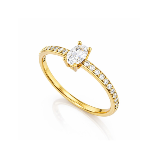 ANEL EM OURO COM DIAMANTES DE LABORATORIO