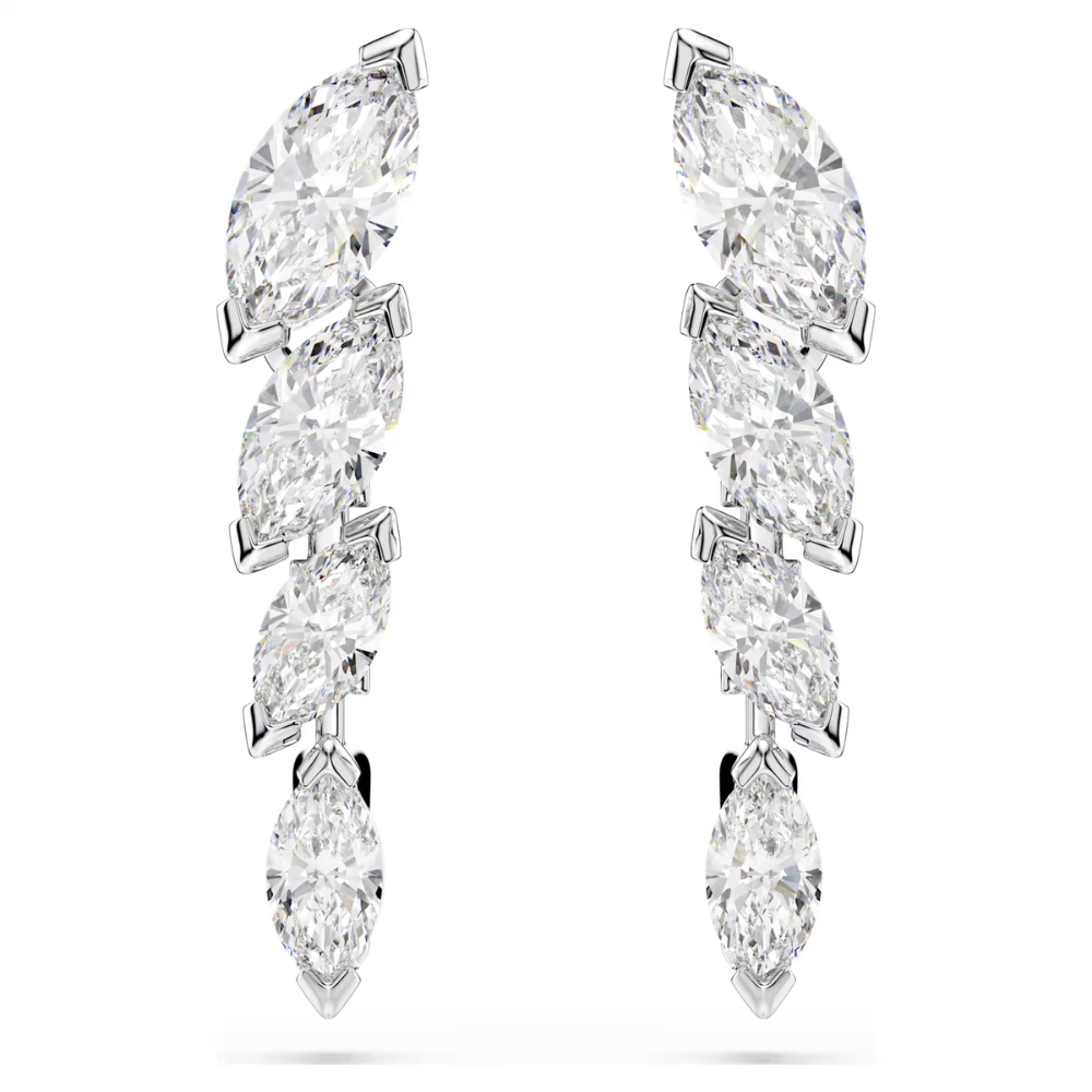 Brincos Swarovski Mesmera Lapidação Marquesa, Brancos, Lacado a ródio