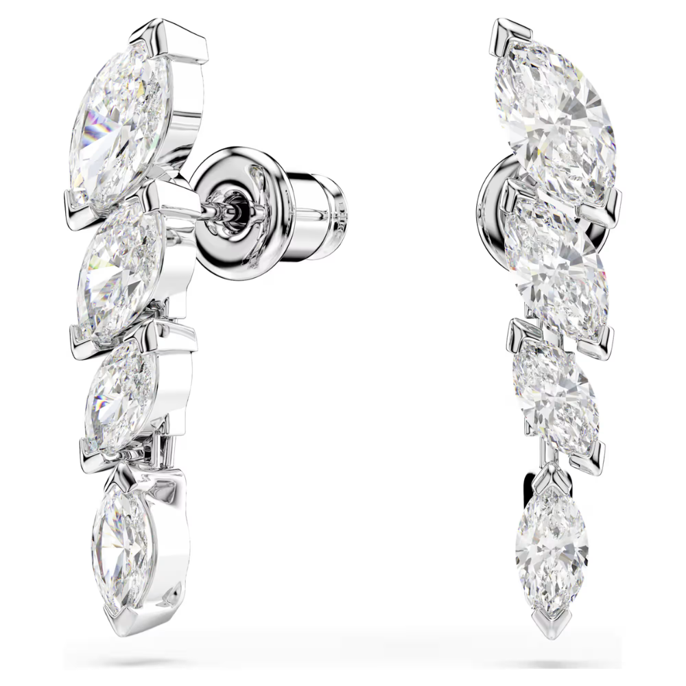 Brincos Swarovski Mesmera Lapidação Marquesa, Brancos, Lacado a ródio