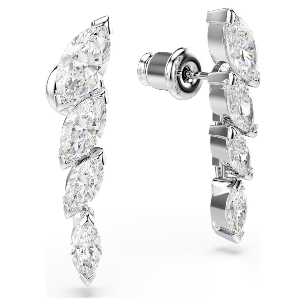 Brincos Swarovski Mesmera Lapidação Marquesa, Brancos, Lacado a ródio