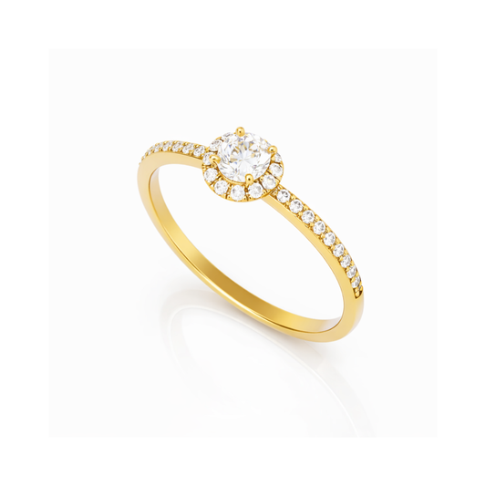 ANEL EM OURO COM DIAMANTES DE LABORATORIO