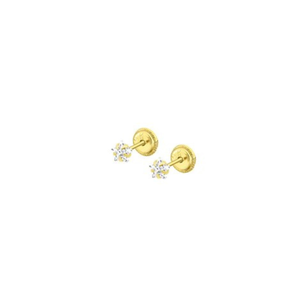 BRINCOS EM OURO 9K 375%  SOLITARIO PEQUENO