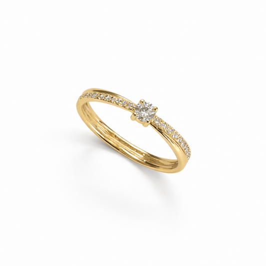 ANEL EM OURO 9K C/ ZIRCONIAS