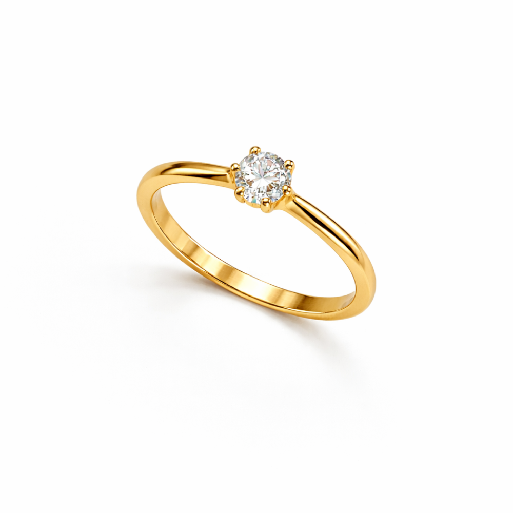 ANEL EM OURO 9K ( 375% ) COM ZIRCONIAS