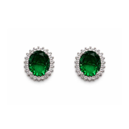 BRINCO EM PRATA 925 LADY DI C/PEDRA VERDE