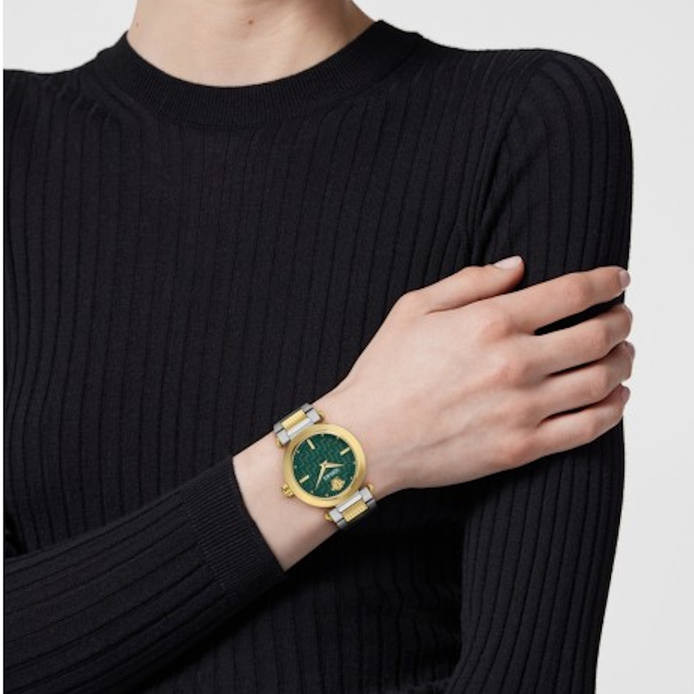 RELÓGIO VERSACE GREEK BICOLOR COM MOSTRADOR VERDE