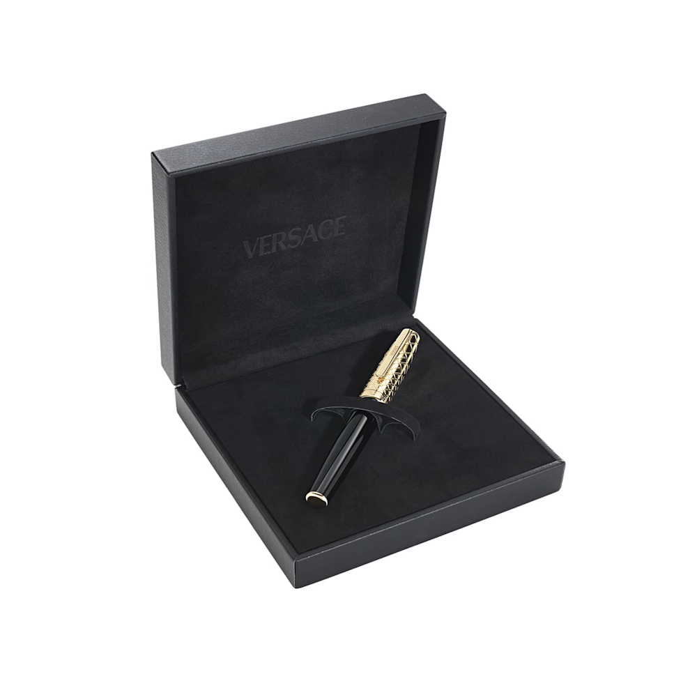 CANETA VERSACE HONOS ROLLERBALL PEN PRETO E DOURADO