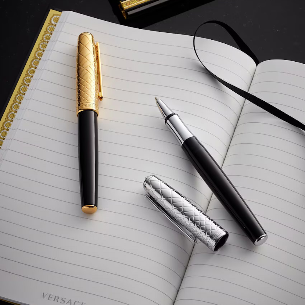 CANETA VERSACE HONOS ROLLERBALL PEN PRETO E DOURADO