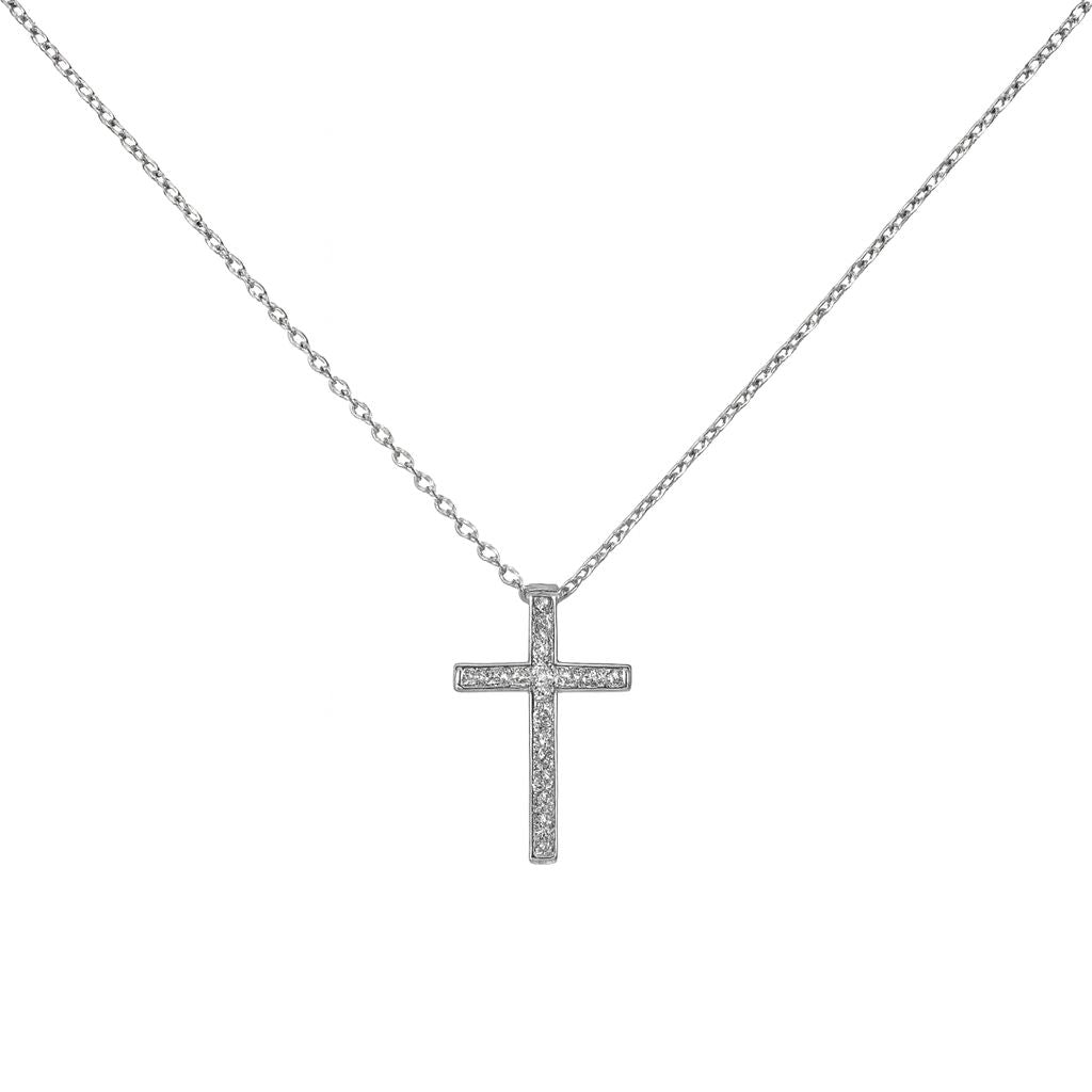 COLAR EM PRATA 925 COM ZIRCONIAS CRUZ