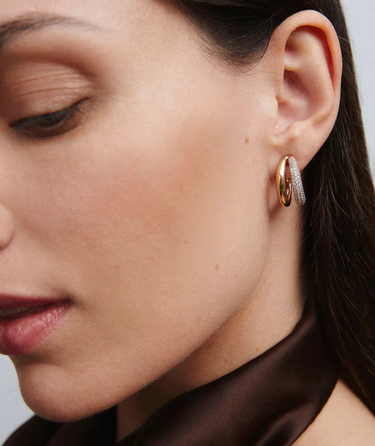 BRINCOS VIDAL & VIDAL BANHADO A OURO 18K COM ZIRCÓNIAS