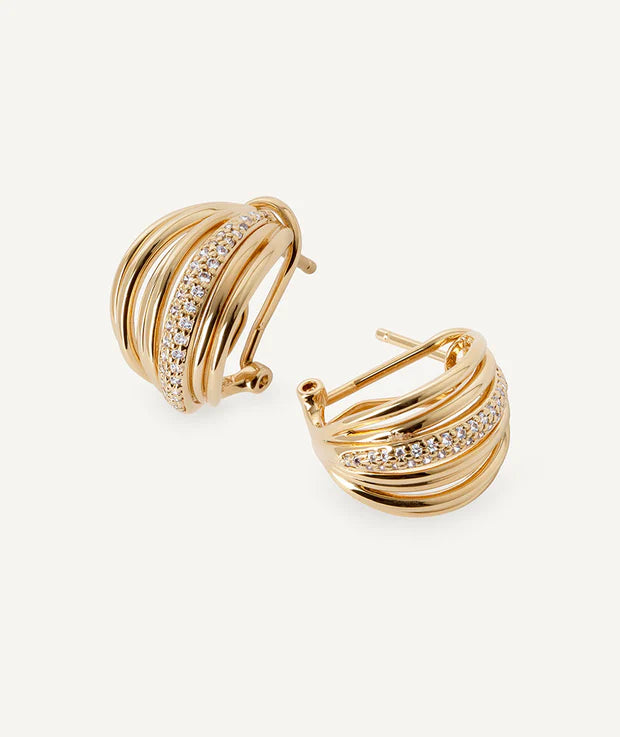 BRINCOS VIDAL & VIDAL BANHADO A OURO 18K COM ZIRCÓNIAS