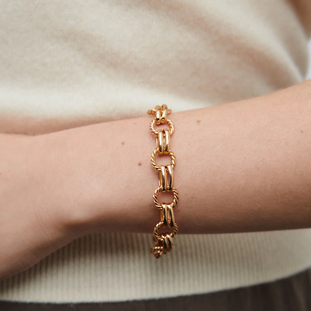 PULSEIRA VIDAL & VIDAL EM BRONZE COM BANHO DE OURO 18K