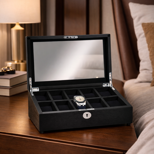Caixa para 10 relógio madeira preta