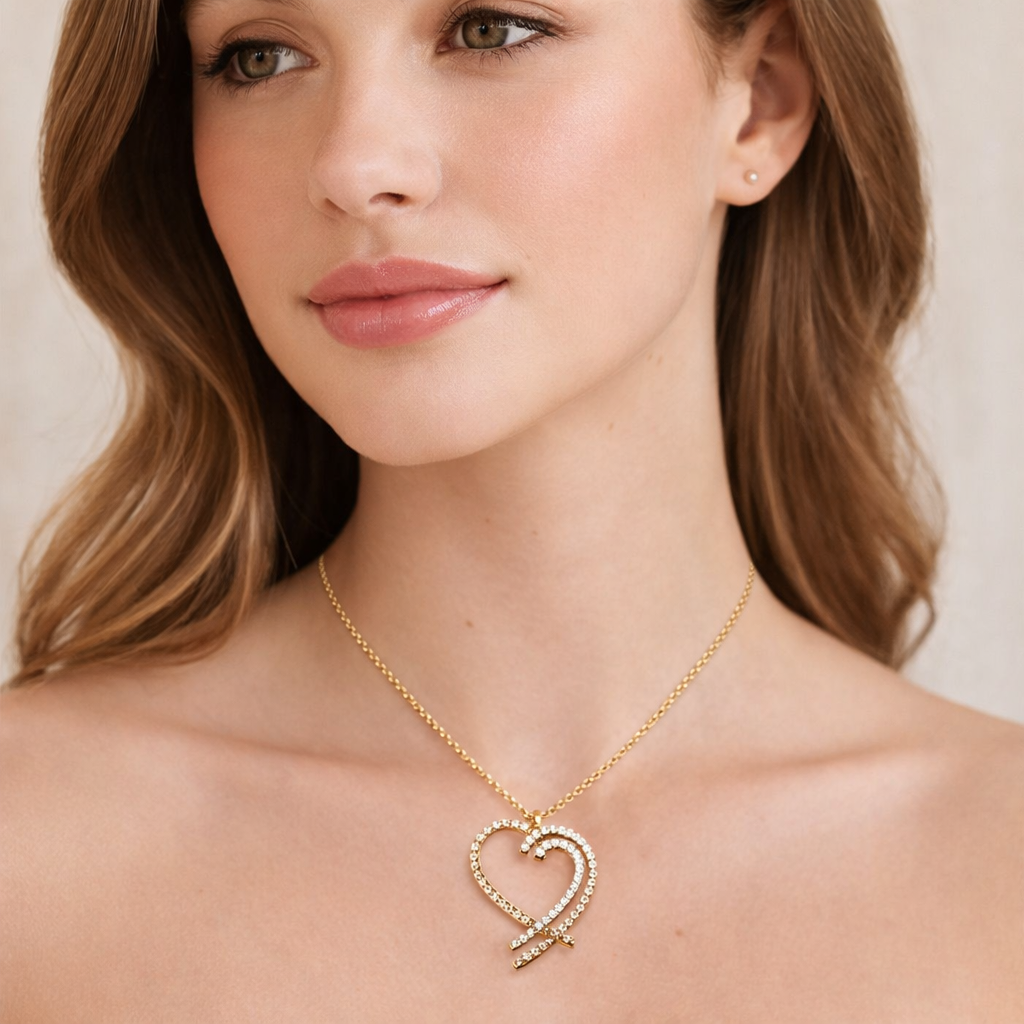 FIO EM OURO 19.2K COM CORAÇÃO E ZIRCÓNIAS