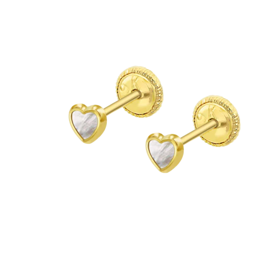 BRINCOS EM OURO 9K COM MADREPEROLA