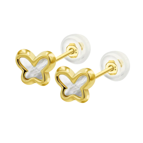 BRINCOS EM OURO 9K COM MADREPEROLA