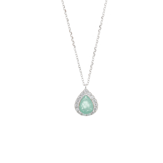Fio SALVATORE Prata 925% C/ Zircónias Brancas e Verde Menta