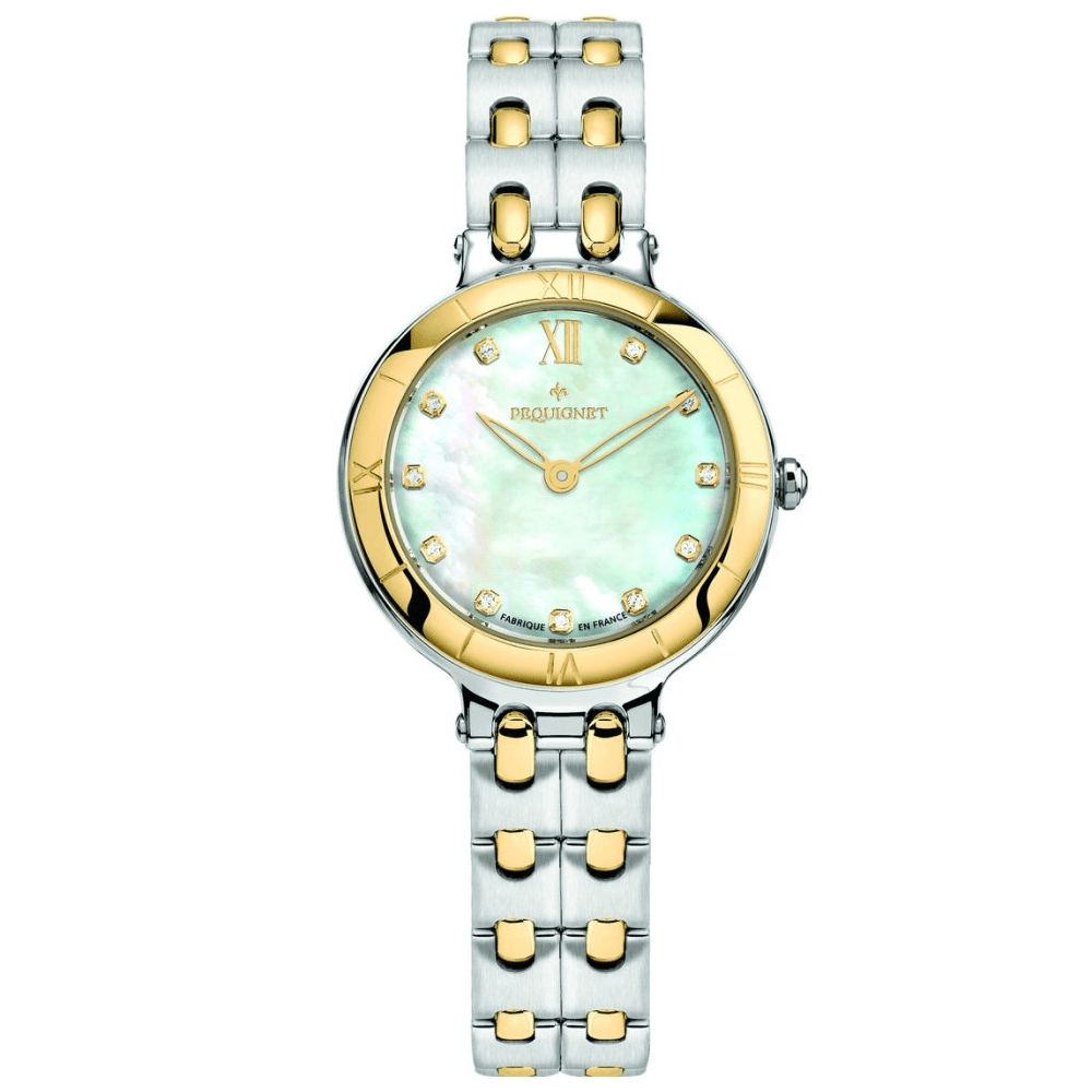 Relógio Pequignet Moorea em Aço e Ouro 18k com Madrepérola e Diamantes